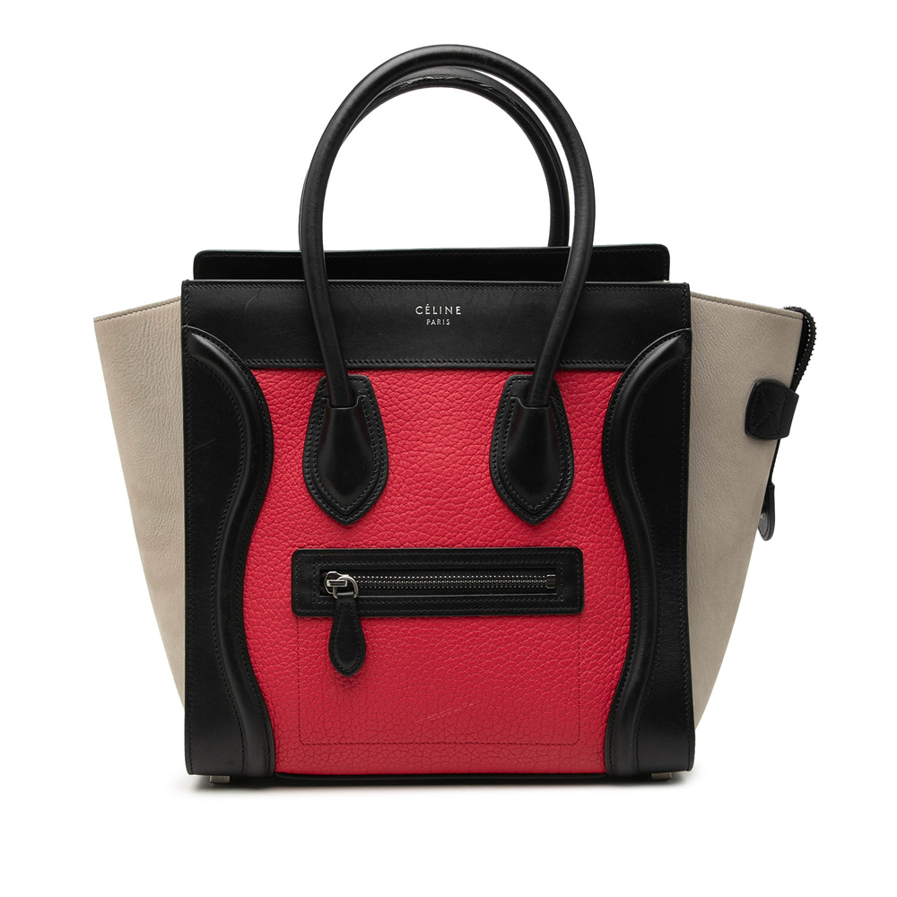 Pre-Loved Celine Micro Tricolor Leather Luggage Tote
